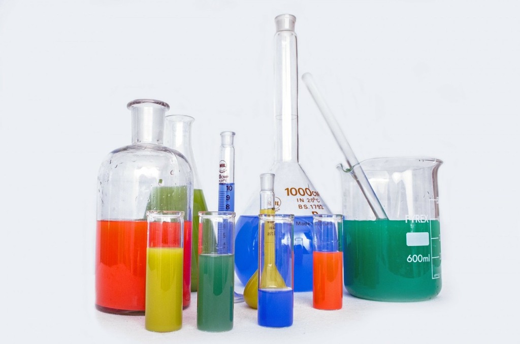 colored beakers